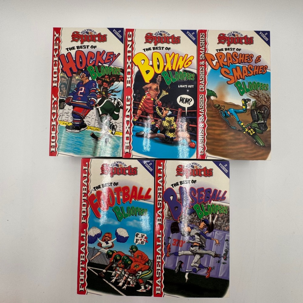 Vintage Wild World of Sports Bloopermania VHS Box Set 10 Videos Madacy Bloopers‎